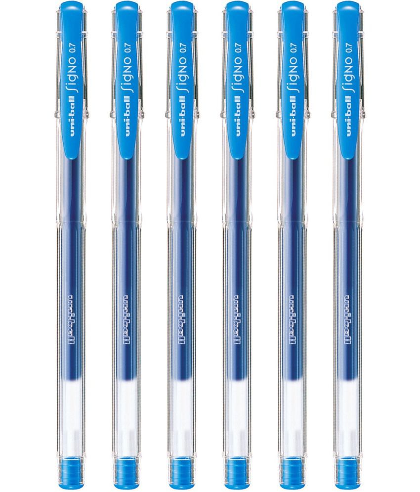     			Uni-Ball Signo Um100 0.7Mm Blue Gel Pen (Pack Of 12, Light Blue)
