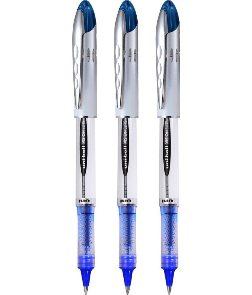     			Uni Ball Vision Elite Ub200 0.8Mm Blue Roller Ball Pen (Pack Of 3, Blue)
