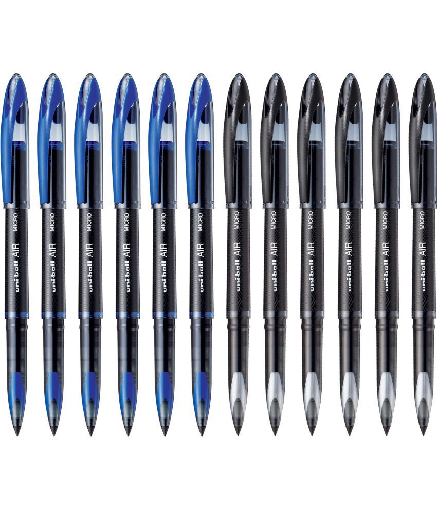     			Uni Ball Air Micro Uba188M 0.5Mm Black,Blue Roller Ball Pen (Pack Of 12, Assorted)