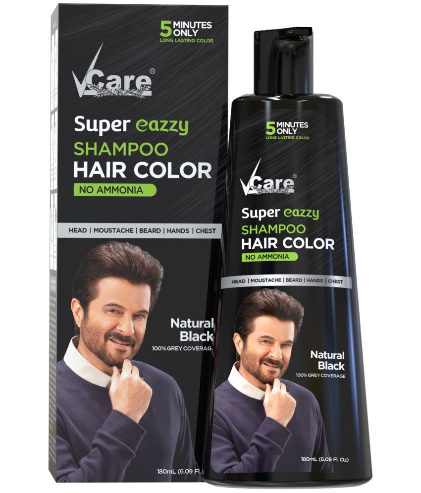     			VCare Hair Color Shampoo for Women and Men 180ml | Only 5 Minute Root Hair Dye Coloring Kit - Black