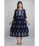 KRISKA - Navy Blue Rayon Women's Flared Kurti ( Pack of 1 )