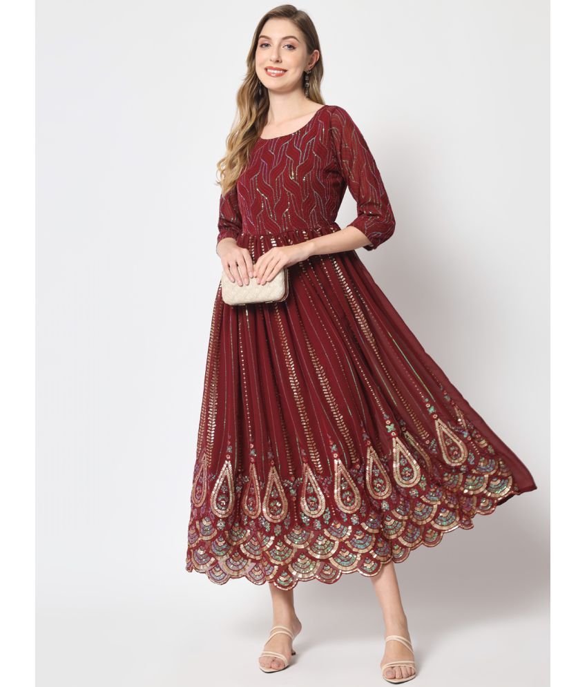     			Estela - Maroon Georgette Women's Anarkali Kurti ( Pack of 1 )