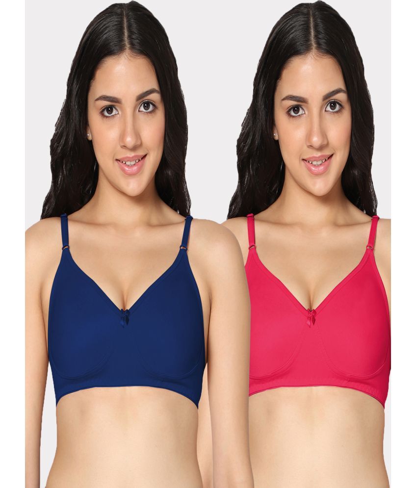     			IN CARE LINGERIE Pack of 2 Cotton Non Padded Women's T-Shirt Bra ( Multicolor )