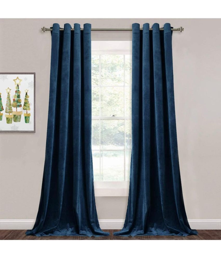     			INDHOME LIFE Solid Room Darkening Eyelet Curtain 7 ft ( Pack of 1 ) - Navy Blue