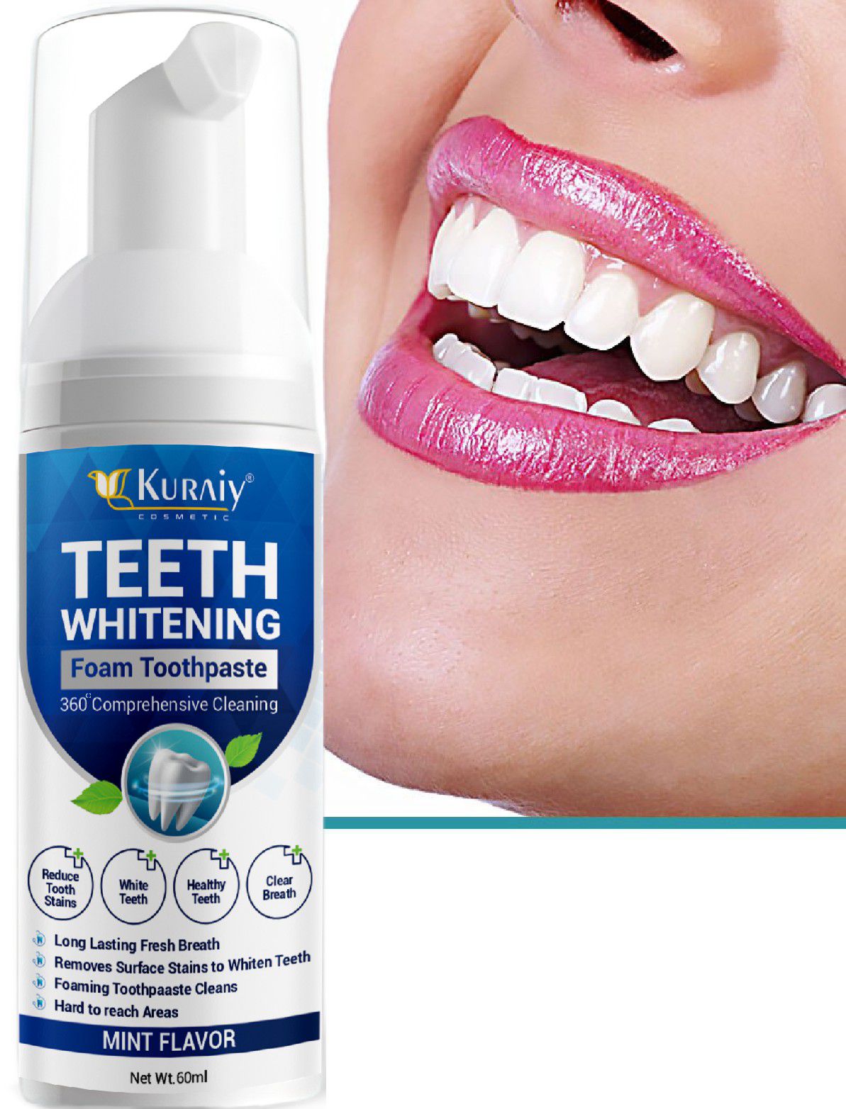     			Kuraiy New Herbal Pearl Teeth Whitening Powder Stains Teeth Cleaning Care Products 100G