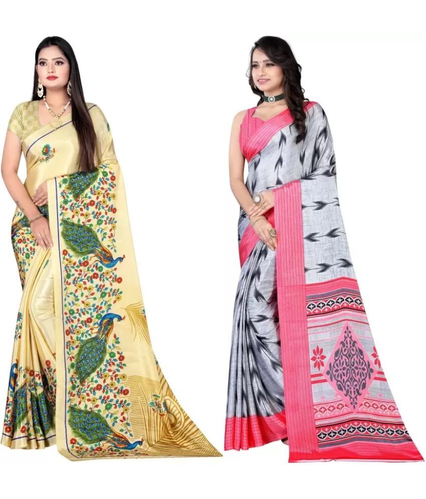     			LEELAVATI - Multicolor Crepe Saree With Blouse Piece ( Pack of 2 )