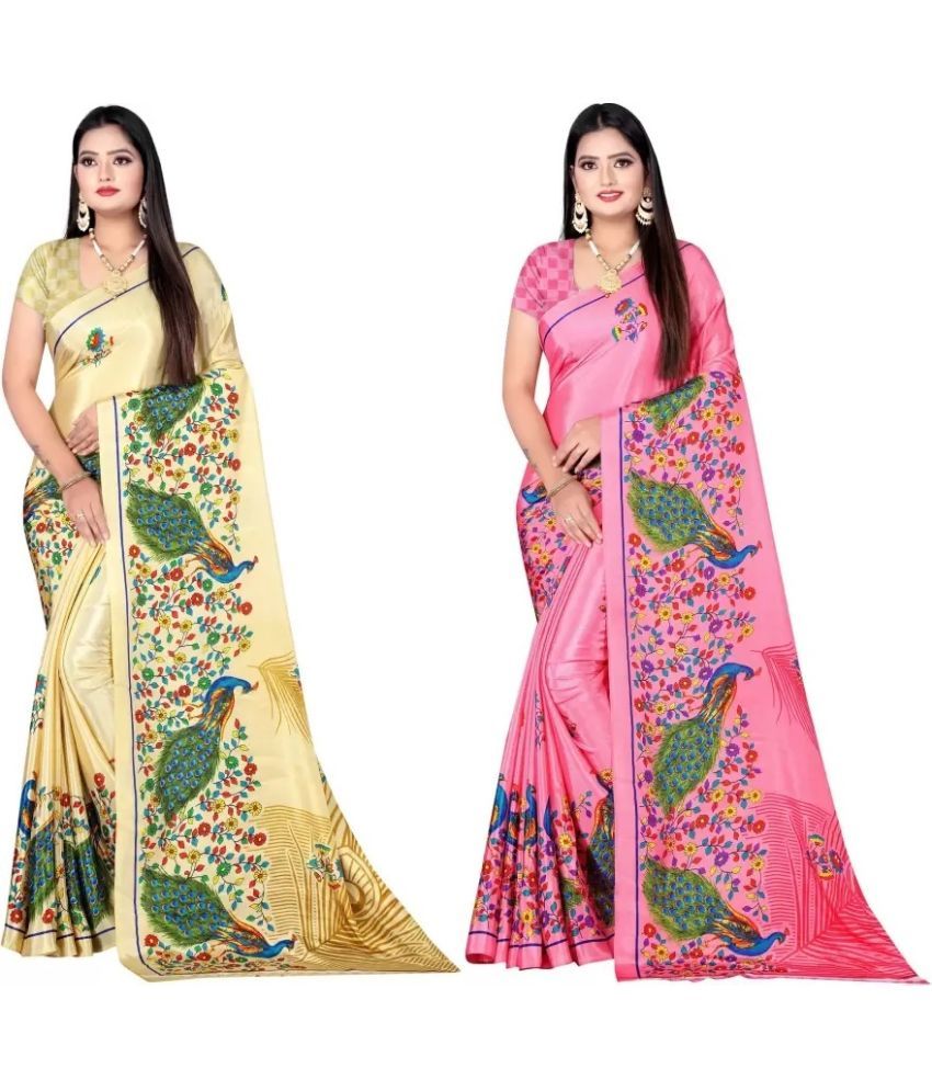     			LEELAVATI - Multicolor Crepe Saree With Blouse Piece ( Pack of 2 )