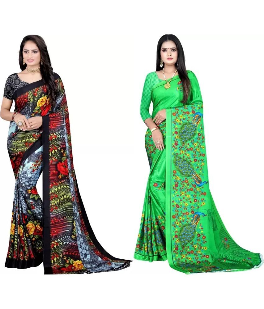     			LEELAVATI - Multicolor Crepe Saree With Blouse Piece ( Pack of 2 )