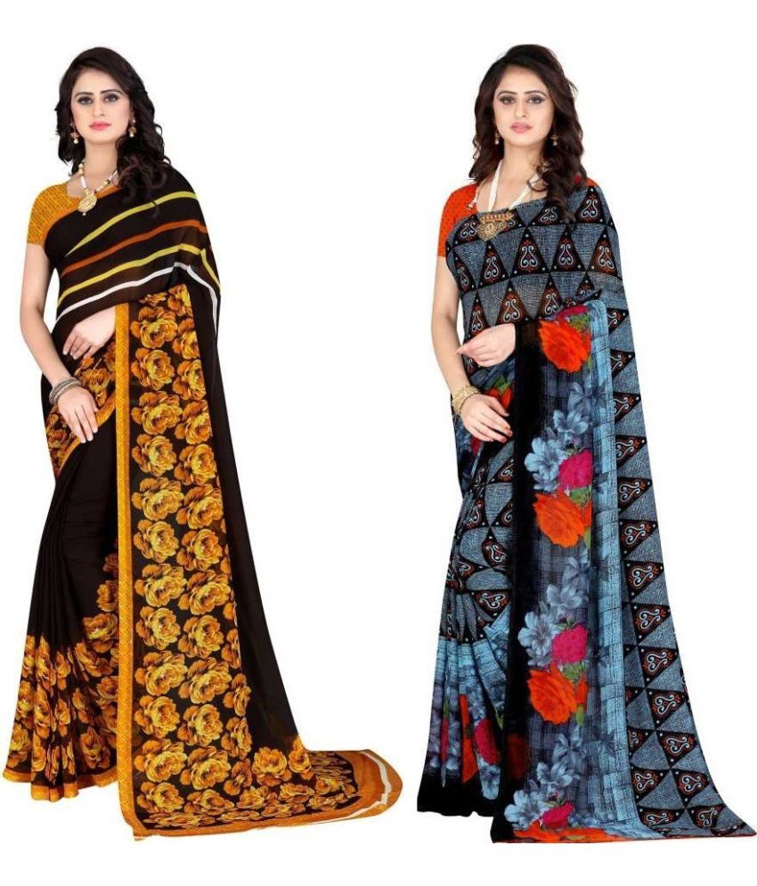     			LEELAVATI - Multicolor Georgette Saree With Blouse Piece ( Pack of 2 )