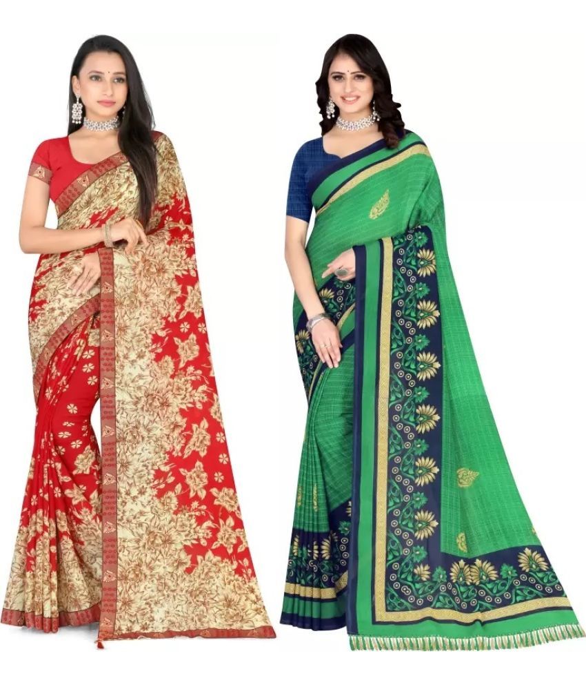     			LEELAVATI - Multicolor Georgette Saree With Blouse Piece ( Pack of 2 )