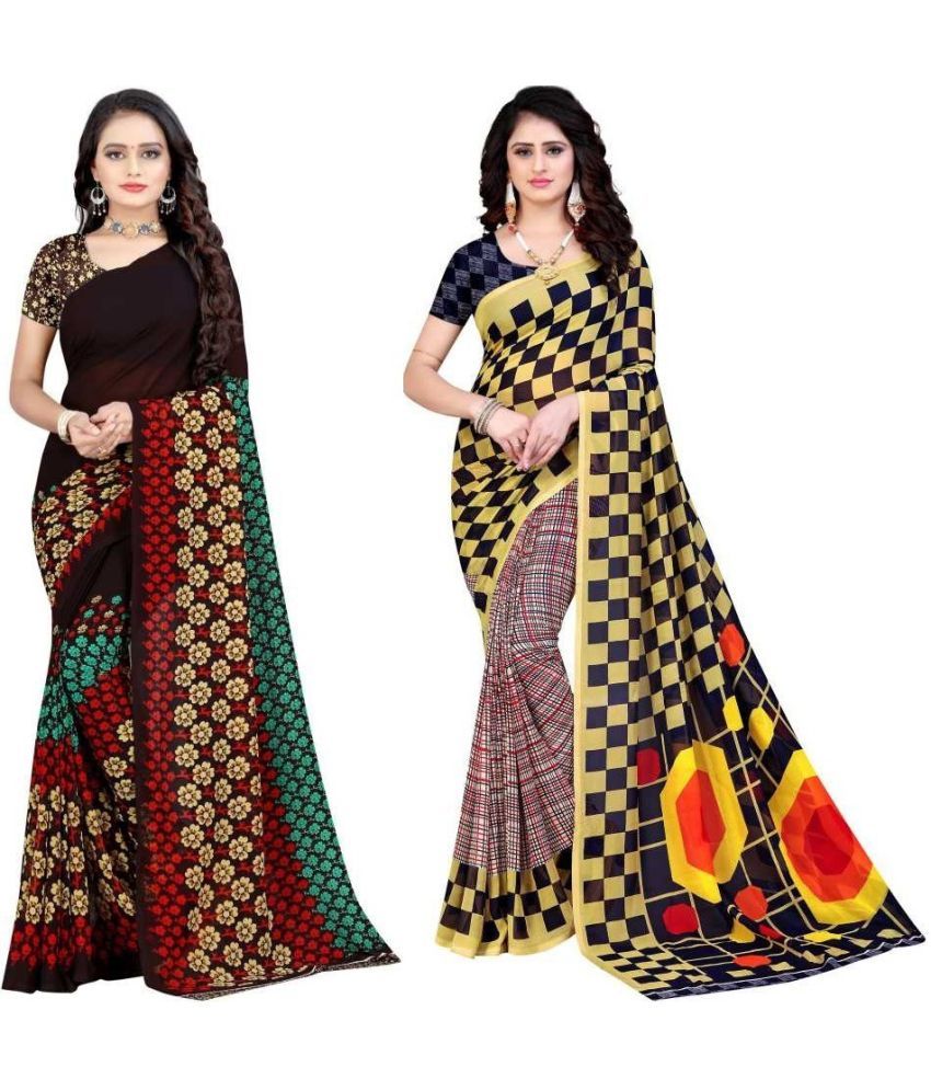     			LEELAVATI - Multicolor Georgette Saree With Blouse Piece ( Pack of 2 )