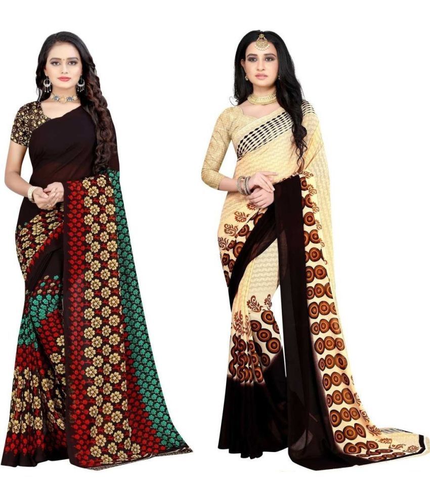     			LEELAVATI - Multicolor Georgette Saree With Blouse Piece ( Pack of 2 )