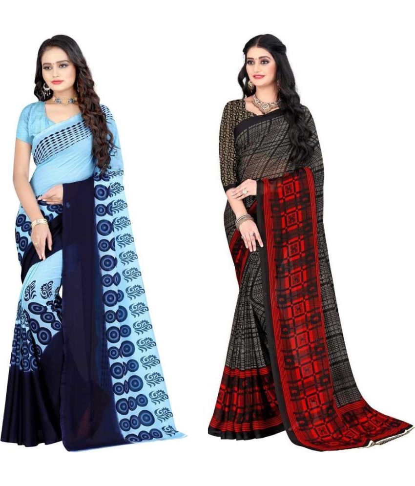     			LEELAVATI - Multicolor Georgette Saree With Blouse Piece ( Pack of 2 )