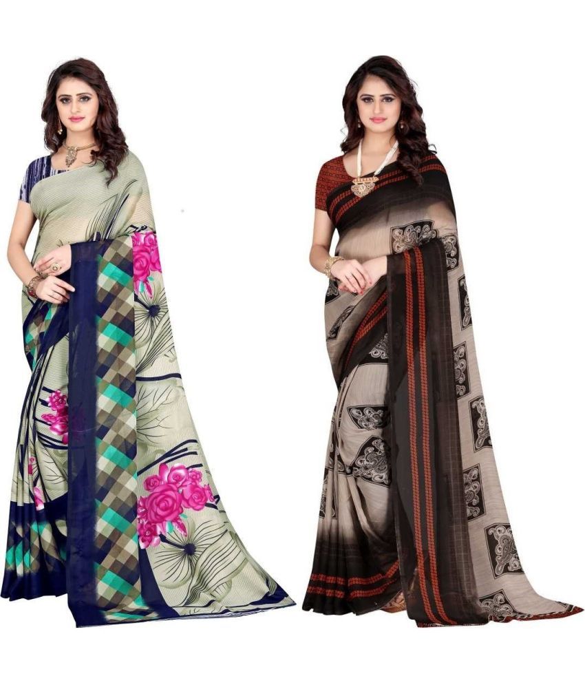     			LEELAVATI - Multicolor Georgette Saree With Blouse Piece ( Pack of 2 )