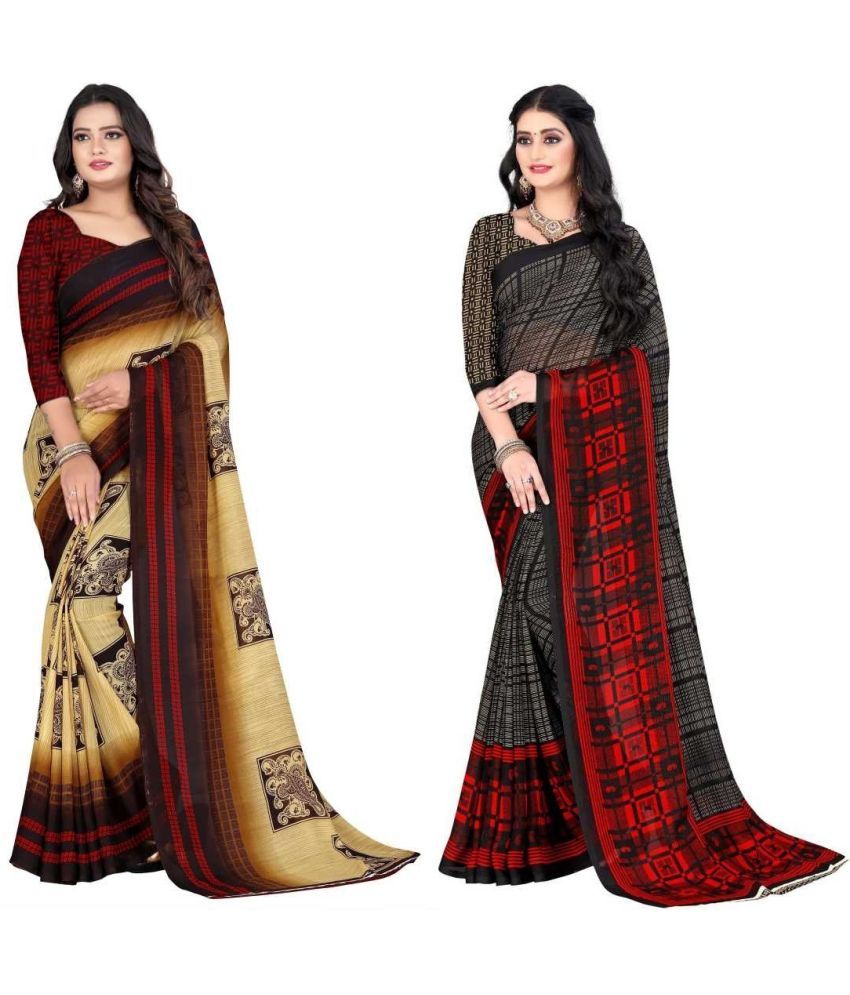     			LEELAVATI - Multicolor Georgette Saree With Blouse Piece ( Pack of 2 )