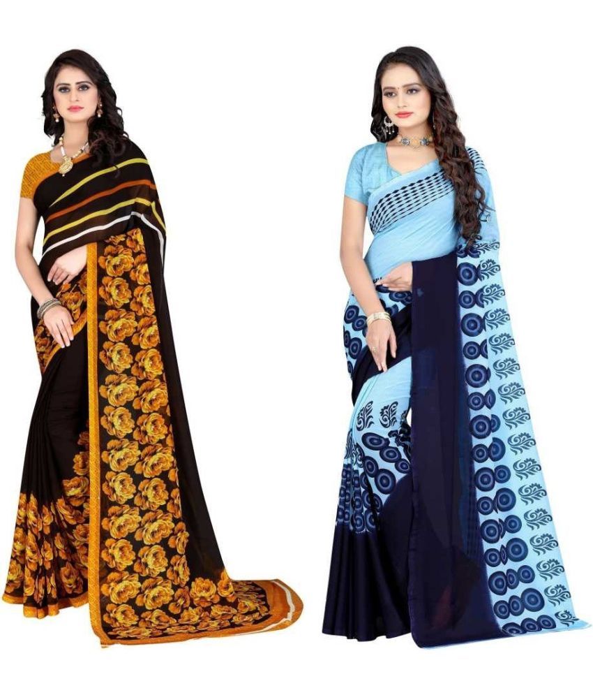     			LEELAVATI - Multicolor Georgette Saree With Blouse Piece ( Pack of 2 )