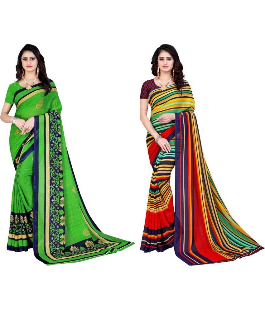     			LEELAVATI - Multicolor Georgette Saree With Blouse Piece ( Pack of 2 )