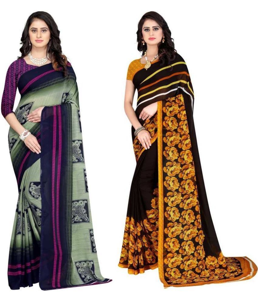     			LEELAVATI - Multicolor Georgette Saree With Blouse Piece ( Pack of 2 )