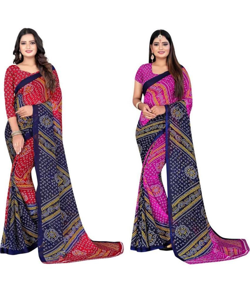     			LEELAVATI - Multicolor Georgette Saree With Blouse Piece ( Pack of 2 )