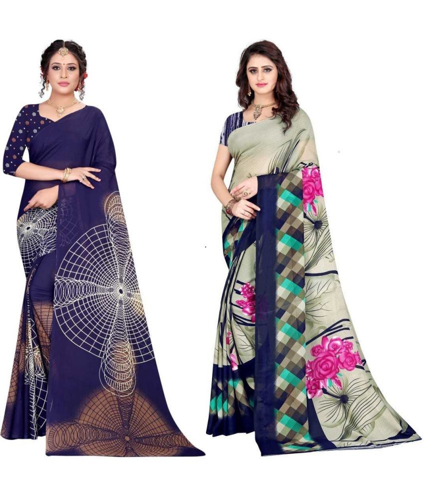     			LEELAVATI - Multicolor Georgette Saree With Blouse Piece ( Pack of 2 )