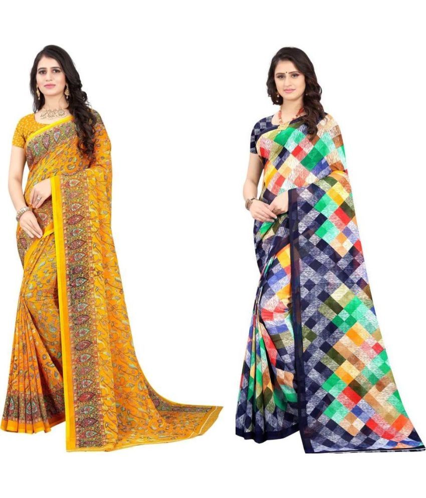     			LEELAVATI - Multicolor Georgette Saree With Blouse Piece ( Pack of 2 )