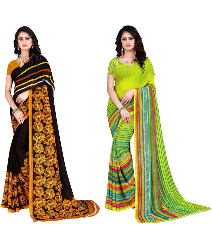     			LEELAVATI - Multicolor Georgette Saree With Blouse Piece ( Pack of 2 )