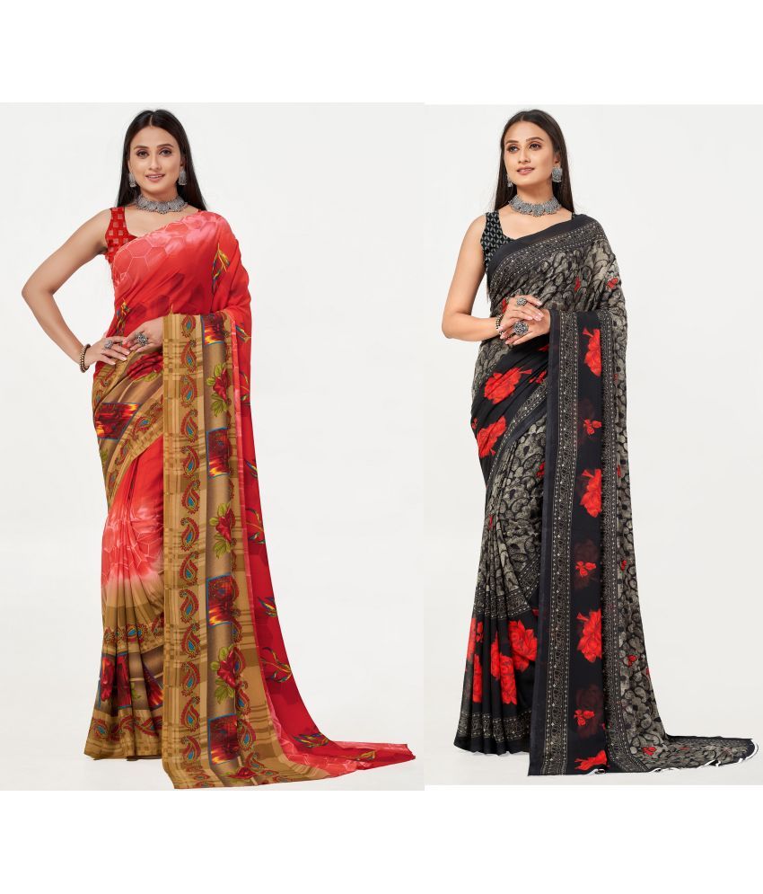     			LEELAVATI - Multicolor Georgette Saree With Blouse Piece ( Pack of 2 )