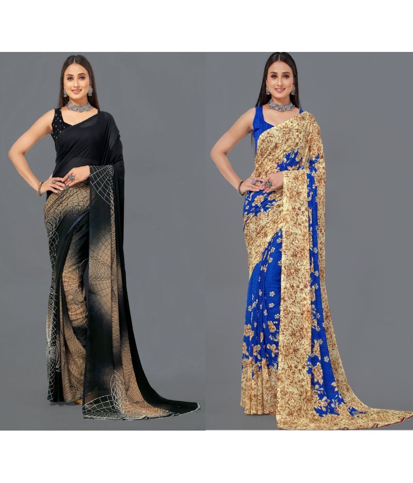     			LEELAVATI - Multicolor Georgette Saree With Blouse Piece ( Pack of 2 )