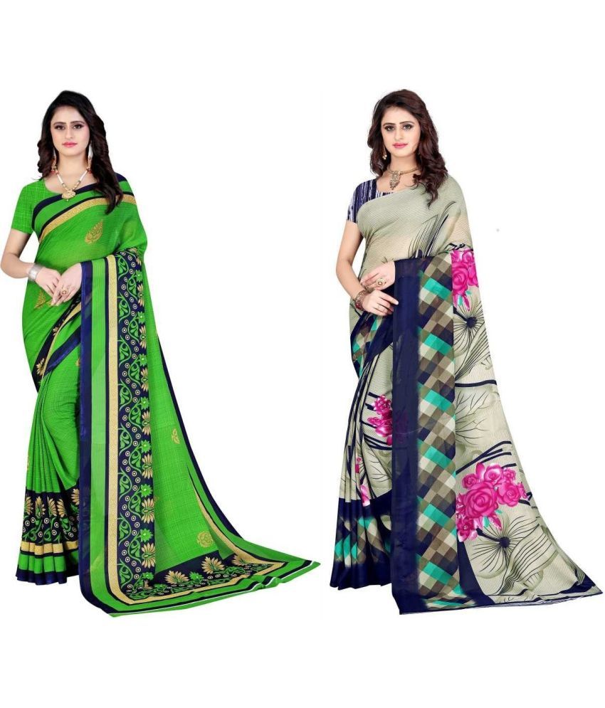     			LEELAVATI - Multicolor Georgette Saree With Blouse Piece ( Pack of 2 )