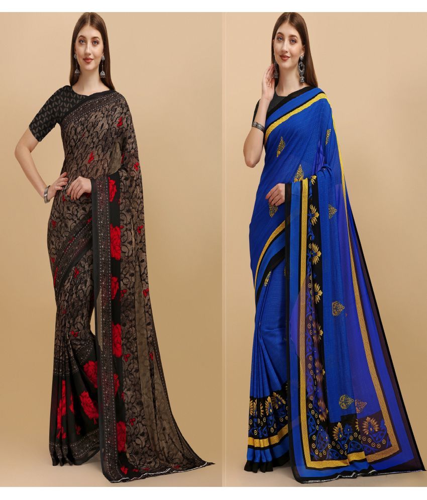     			LEELAVATI - Multicolor Georgette Saree With Blouse Piece ( Pack of 2 )