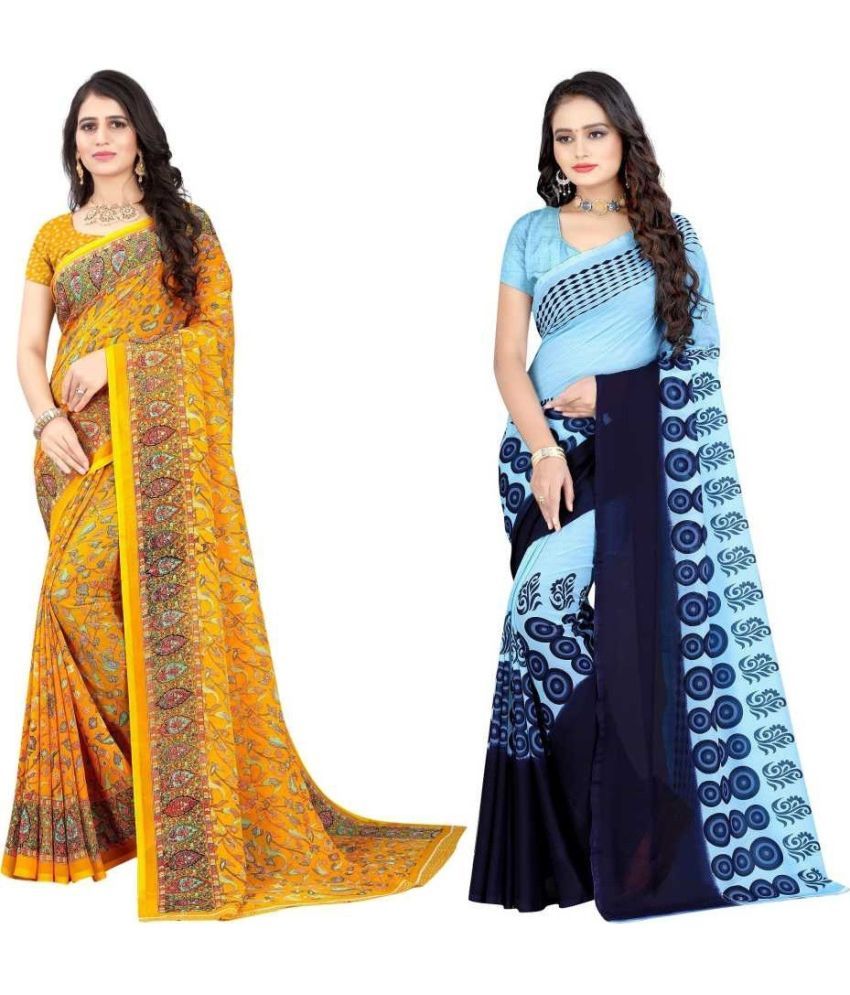     			LEELAVATI - Multicolor Georgette Saree With Blouse Piece ( Pack of 2 )