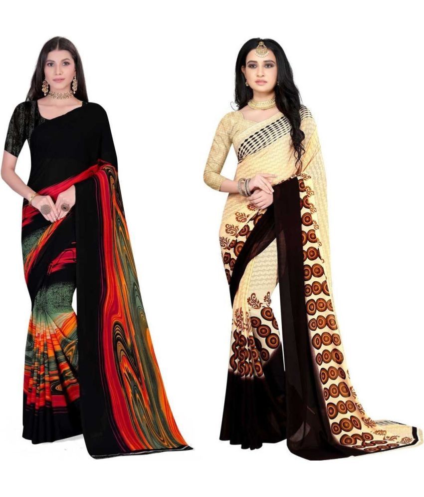     			LEELAVATI - Multicolor Georgette Saree With Blouse Piece ( Pack of 2 )