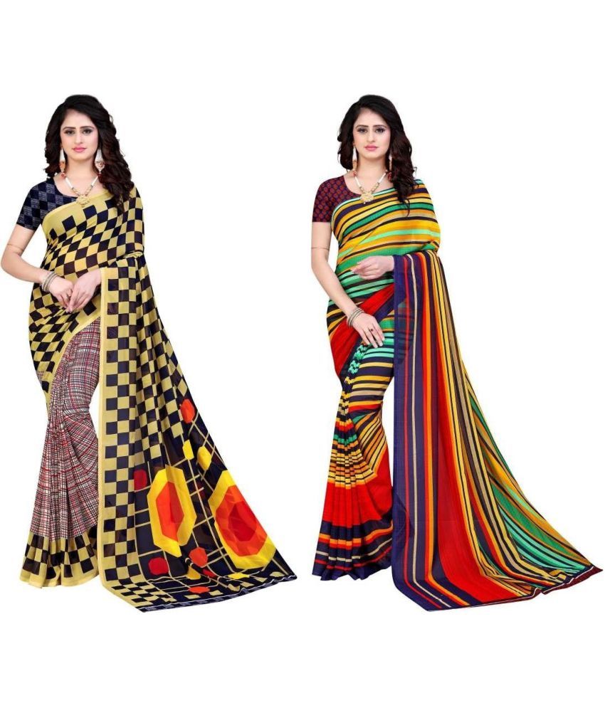     			LEELAVATI - Multicolor Georgette Saree With Blouse Piece ( Pack of 2 )