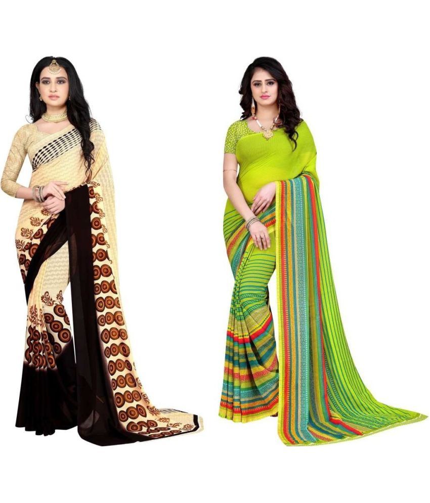     			LEELAVATI - Multicolor Georgette Saree With Blouse Piece ( Pack of 2 )