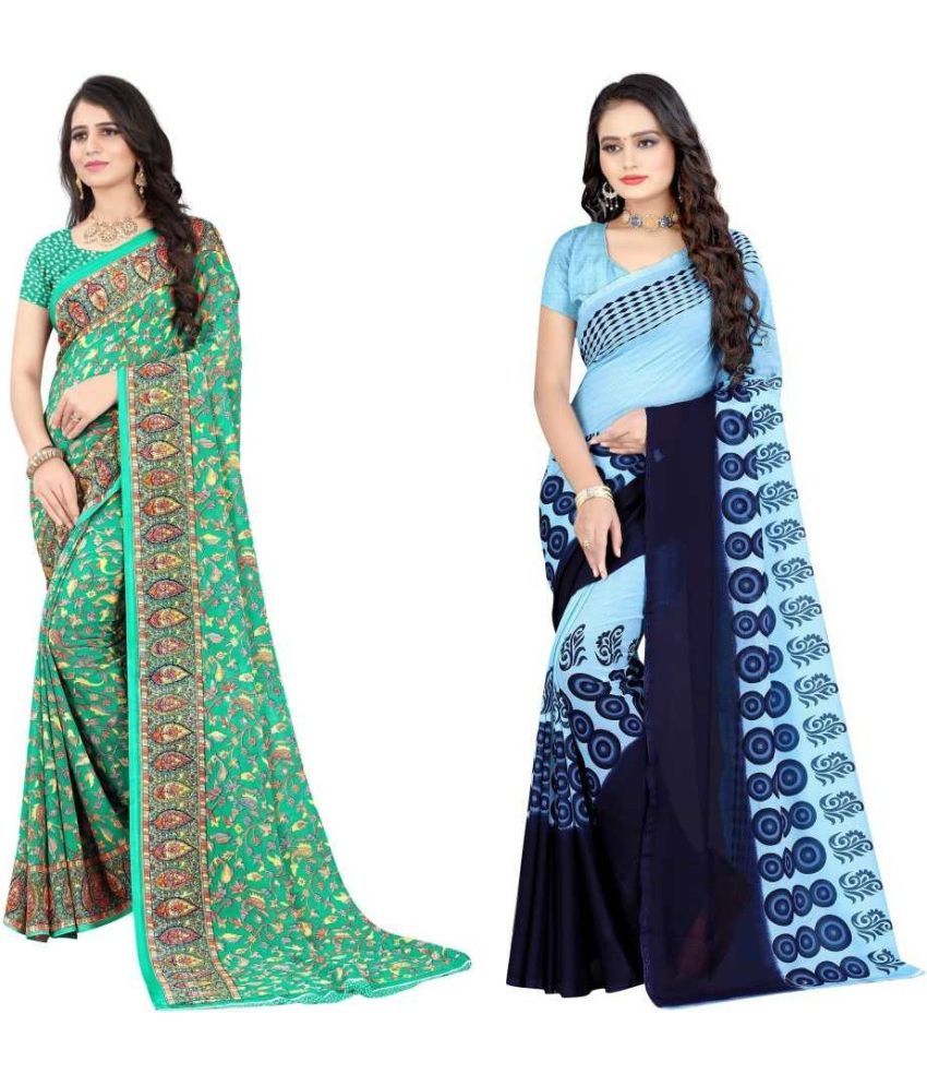     			LEELAVATI - Multicolor Georgette Saree With Blouse Piece ( Pack of 2 )