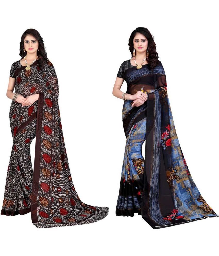     			LEELAVATI - Multicolor Georgette Saree With Blouse Piece ( Pack of 2 )