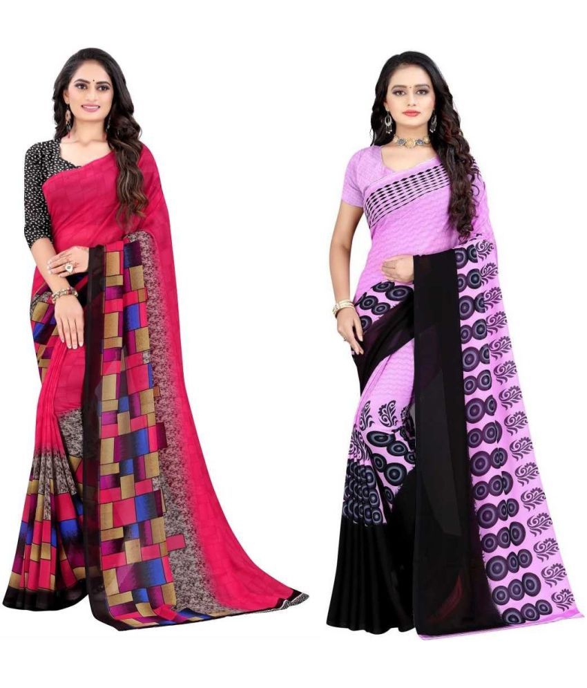     			LEELAVATI - Multicolor Georgette Saree With Blouse Piece ( Pack of 2 )