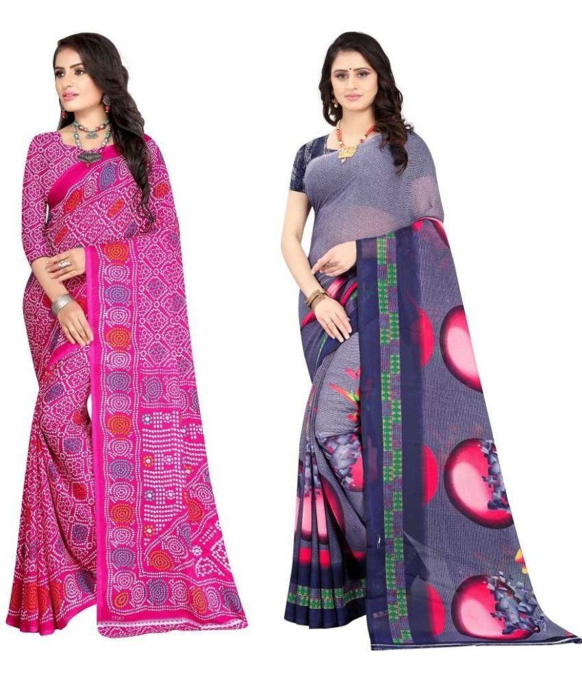     			LEELAVATI - Multicolor Georgette Saree With Blouse Piece ( Pack of 2 )