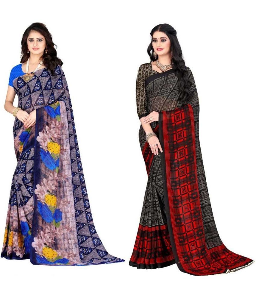     			LEELAVATI - Multicolor Georgette Saree With Blouse Piece ( Pack of 2 )