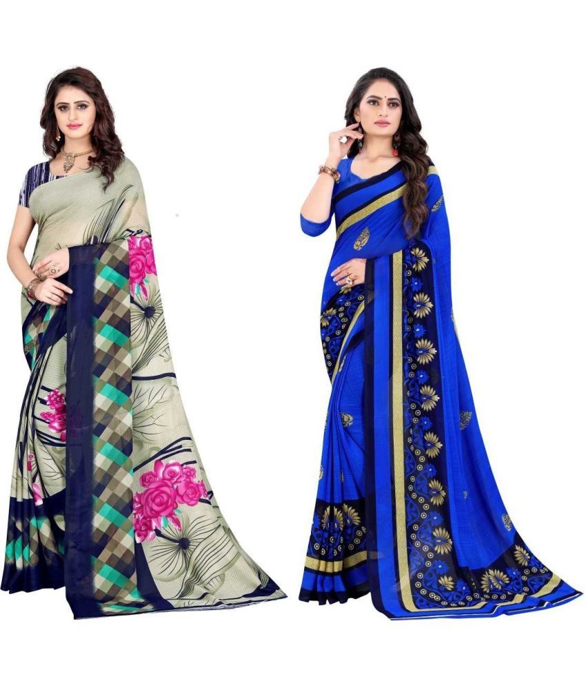     			LEELAVATI - Multicolor Georgette Saree With Blouse Piece ( Pack of 2 )