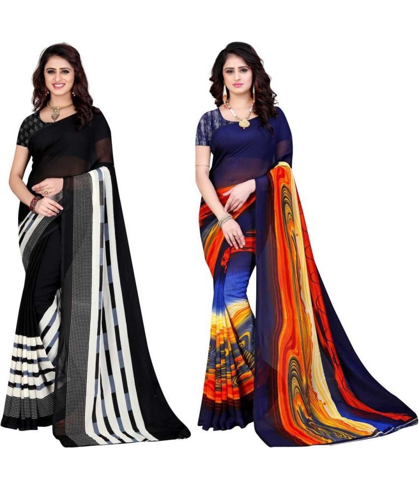     			LEELAVATI - Multicolor Georgette Saree With Blouse Piece ( Pack of 2 )