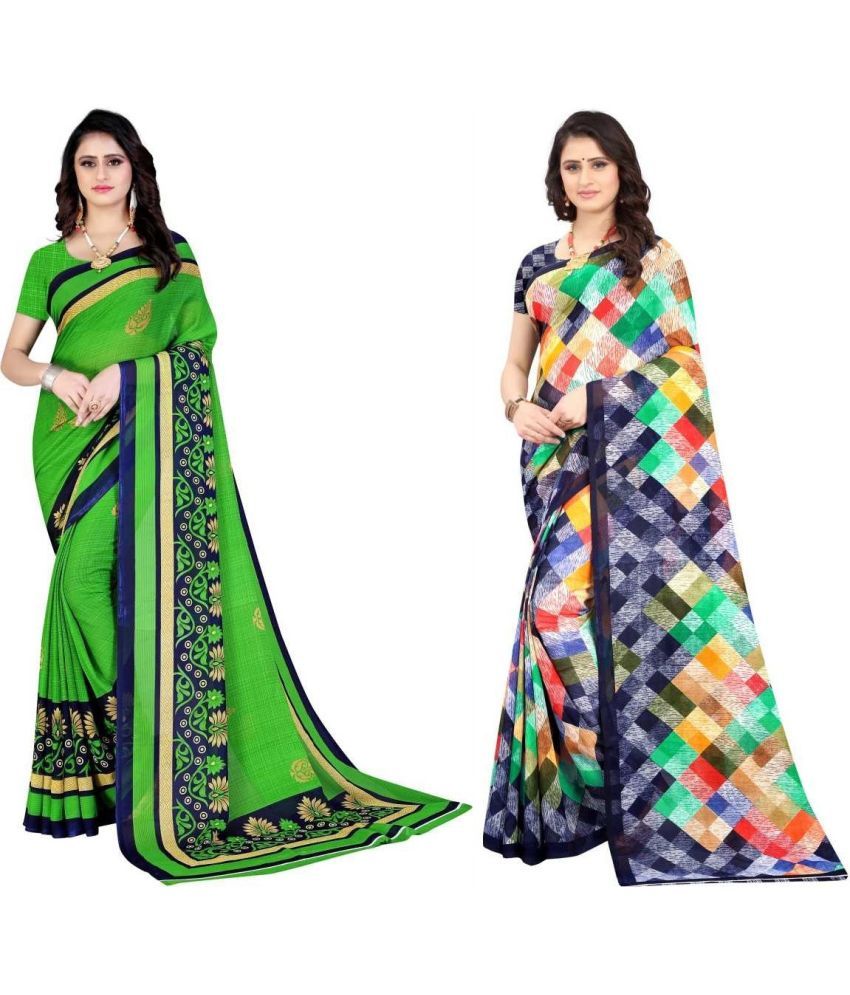     			LEELAVATI - Multicolor Georgette Saree With Blouse Piece ( Pack of 2 )