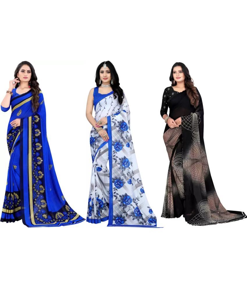     			LEELAVATI - Multicolor Georgette Saree With Blouse Piece ( Pack of 3 )