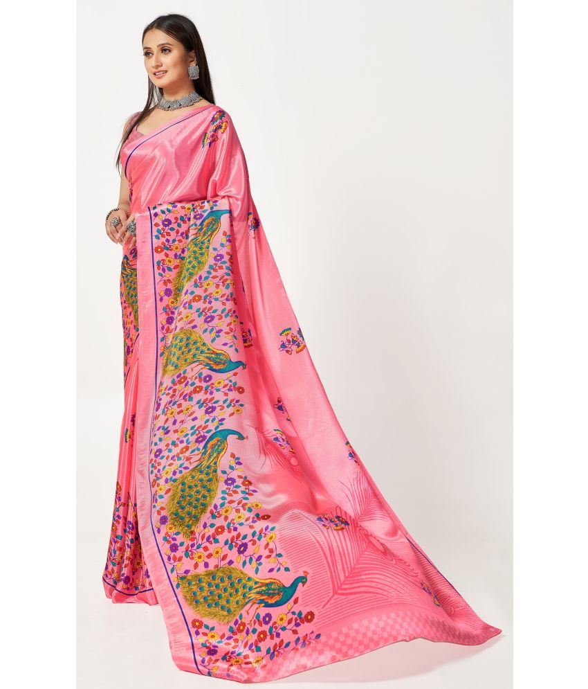     			LEELAVATI - Pink Crepe Saree With Blouse Piece ( Pack of 1 )