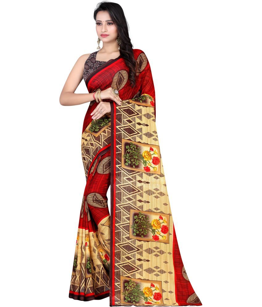     			LEELAVATI - Red Georgette Saree With Blouse Piece ( Pack of 1 )