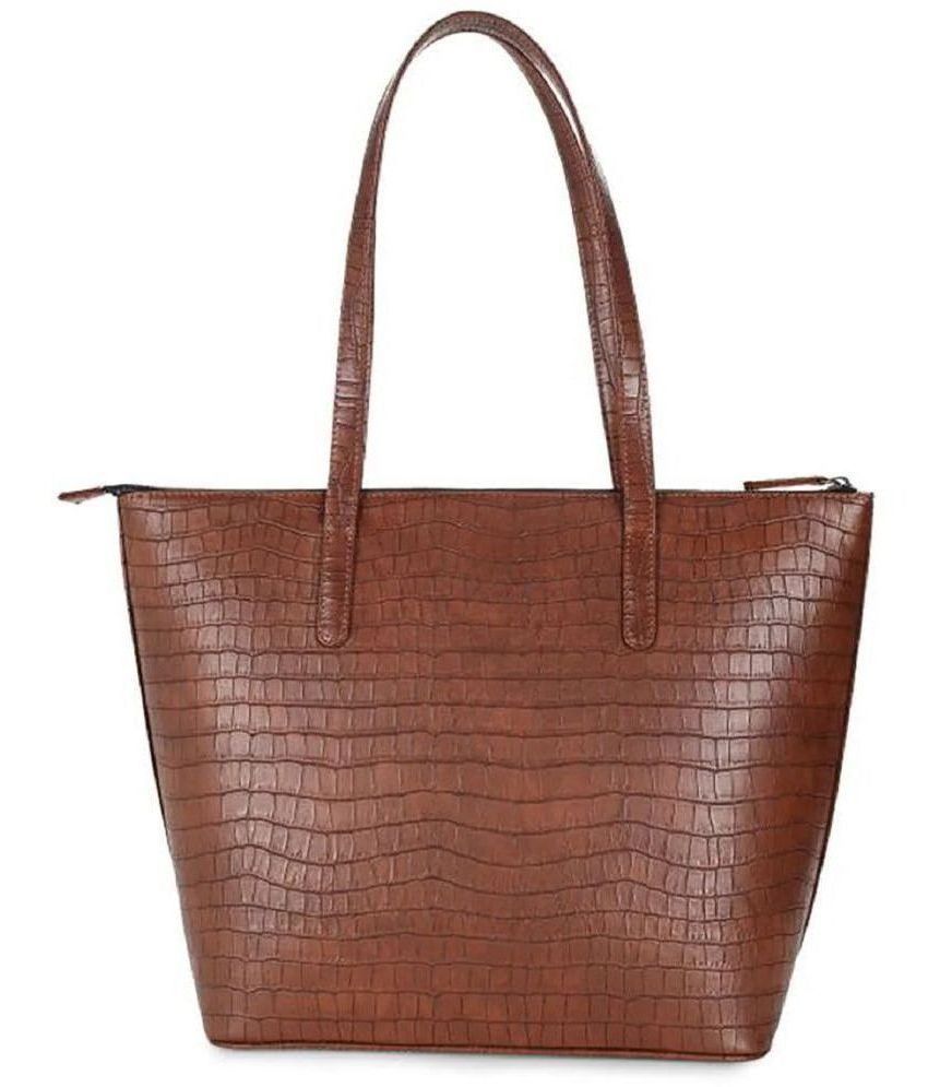     			Lychee Bags - Brown PU Tote Bag