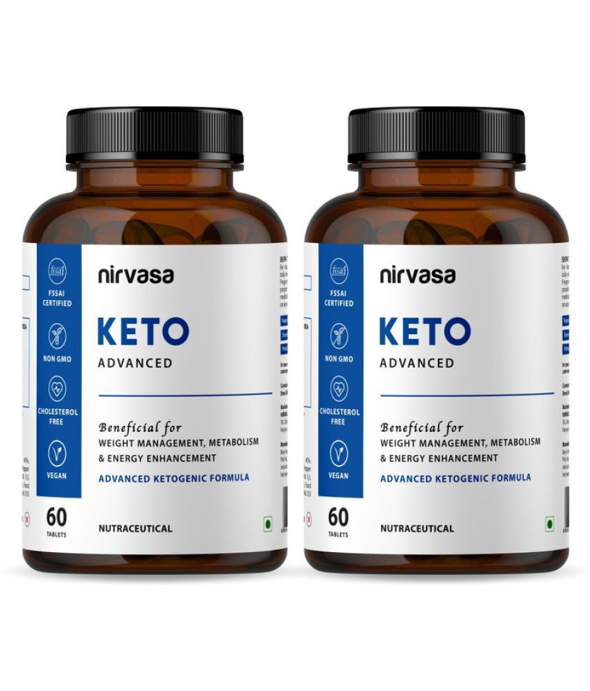 Nirvasa Keto Advance Tablets for Men & Women, for weight management, enriched with Garcinia Cambogia 60%, Green Coffee 40%, (2 X 120 Tablets)