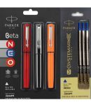 Parker Beta Neo (Combo 3 Pens With 3 Refills) Ball Pen (Pack Of 6, Blue)