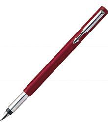 Parker Vector Standard Fountain Pen Fine Tip With 1 Ink Cartridge Red Body Color Fountain Pen