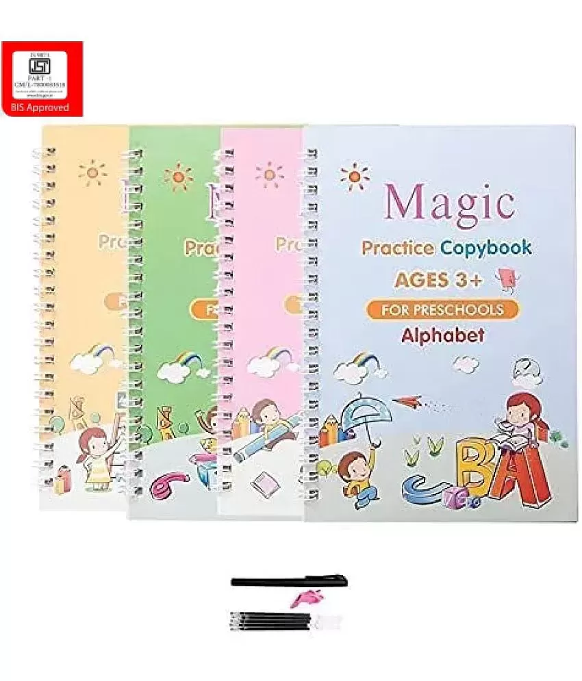 JL Sank Magic Practice Copybook For Kids (4 BOOK + 1 GRIP, 1 PEN + 10  REFILL ) Magic Book For Kids, Magic Practice Copy Book For Kids, Reusable -  Price History